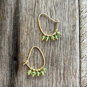 Anthropologie Green Crystal Hoop Earrings